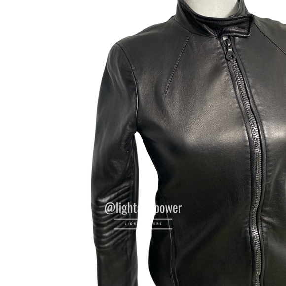 William B Jackets & Blazers - William B Black Leather Moto Jacket EUC